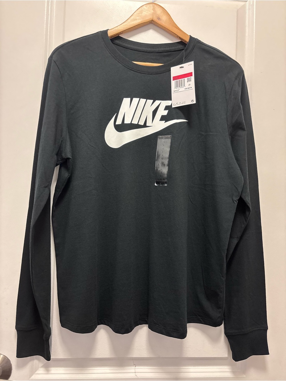 2/$25 Nike Black Long-Sleeve Tee with White Nike Logo